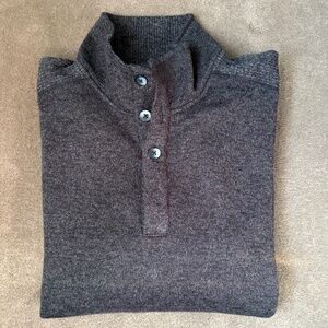 Men’s Van Heusen Flex 1/4 Button Pullover Dark Grey Fleece